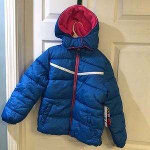 Brand new hot pink and blue jacket with tags.